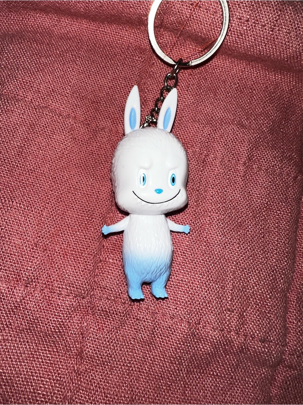 Pop Mart Labubu Classic Mini Keychain – White & Light Blue